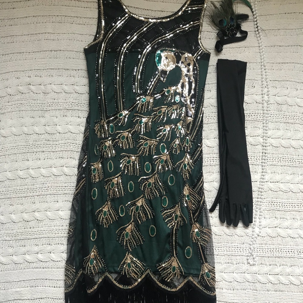 1920’s Flapper Dress/ Sequin Peacock Dress